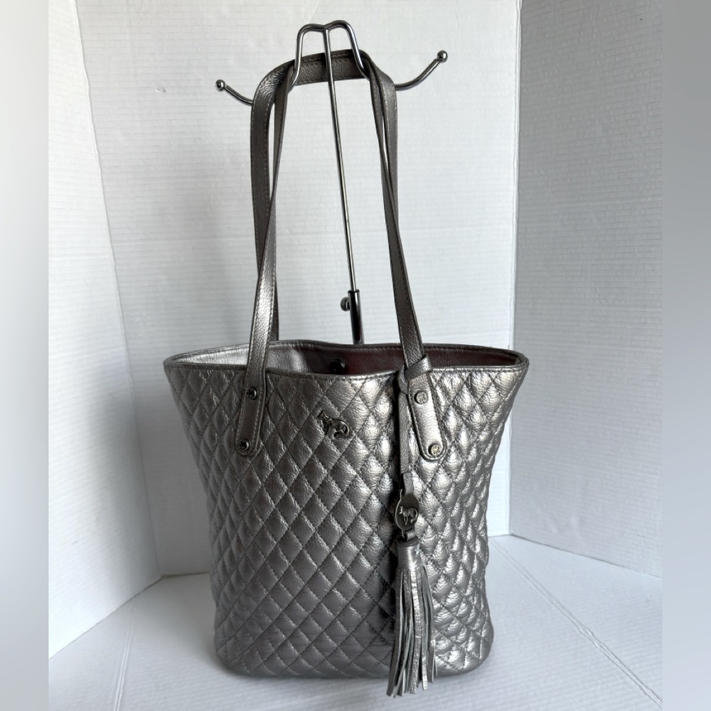 Emma Fox || Womans Quilted Silver Tote Bag